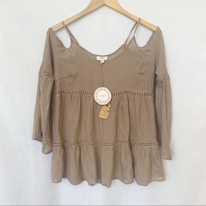 NWT Boho Cold Shoulder Blouse